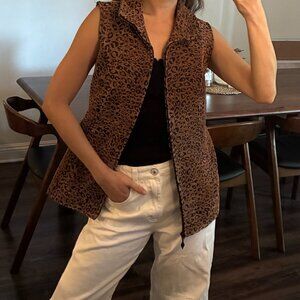 Vintage Leopard Zip Up Vest